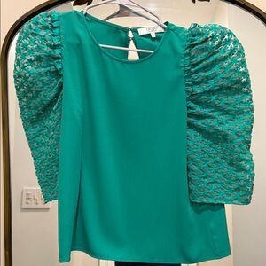 CROSBY by Mollie Burch green  Puff-Sleeve Blouse medium